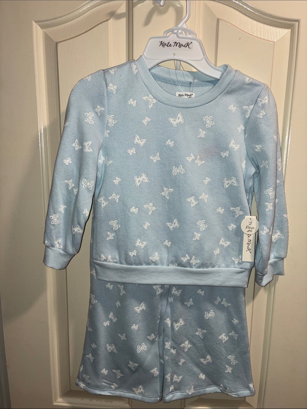 Kate Mack Light Blue Butterfly Pajama Set for Kids